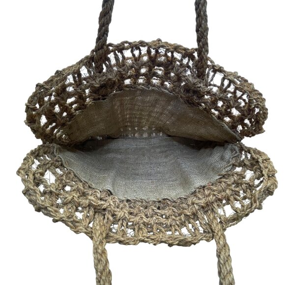 Women’s Natural Brown Woven Jute Open Weave Eco-Friendly Handbag Tote Bag - Picture 6 of 7